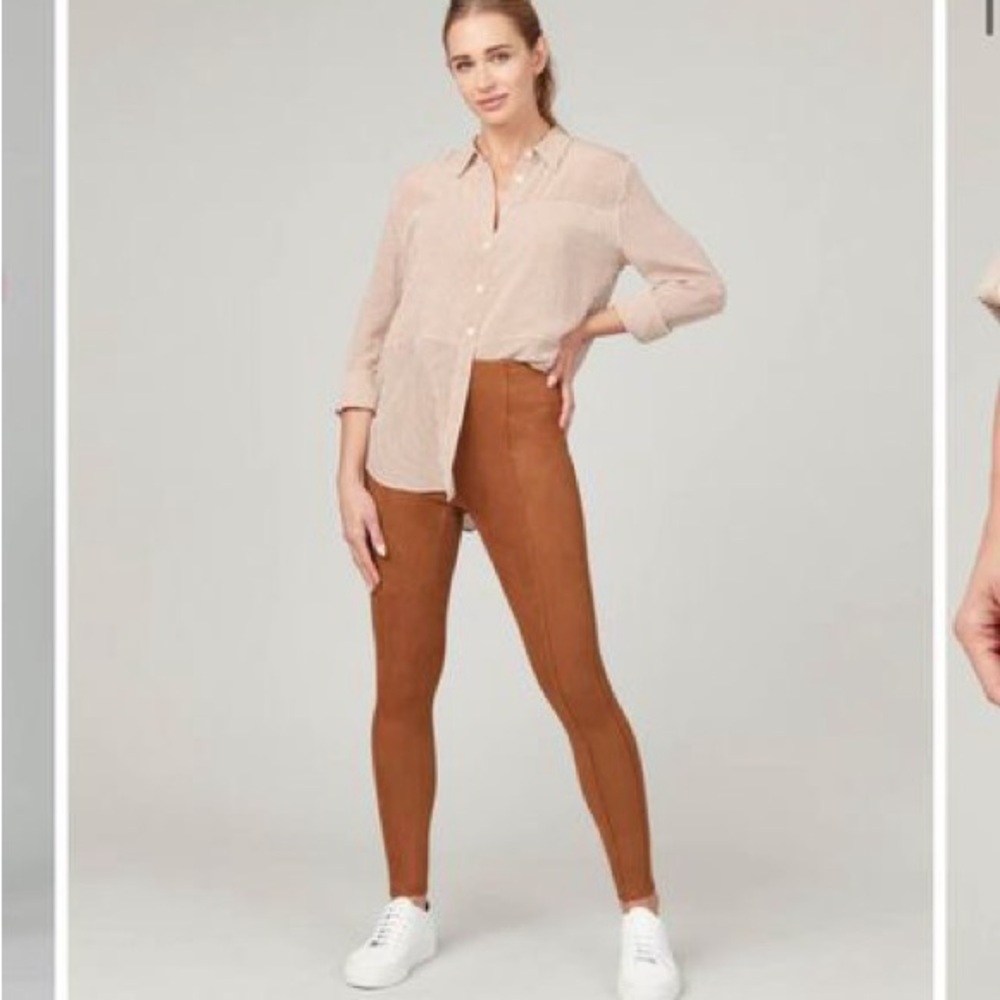 Spanx Faux Suede Leggings Rich Carmel Size Small Tall NWT